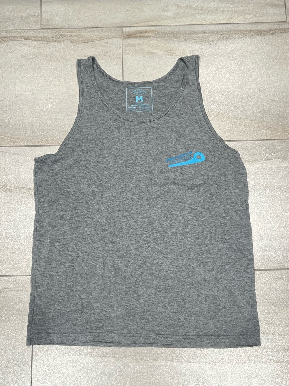 Unisex Athletic Tank Top - Gray with Blue Logo